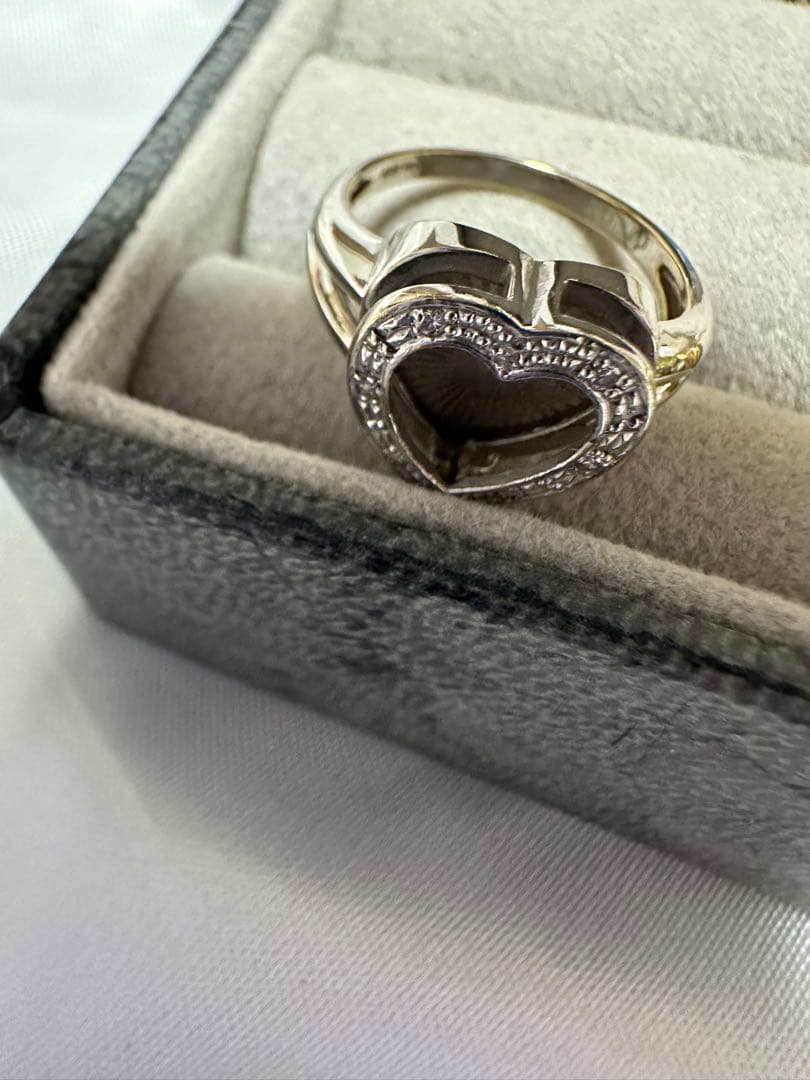 ハート型k18WGホワイトゴールドリング0.1ct 約4.3g