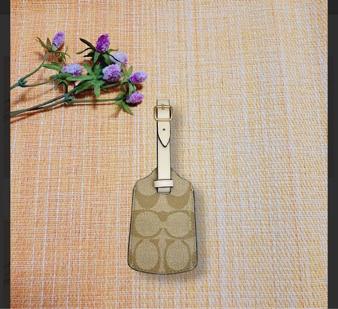 COACH ネームタグ シグネチャー ラゲッジタグ ライトカーキ×チョーク0