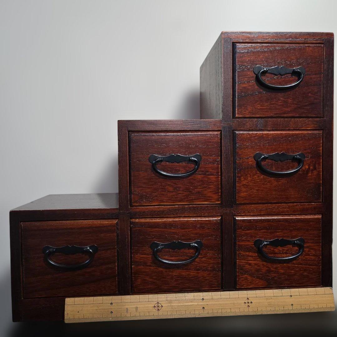 木製 ミニ階段箪笥 小物入れ アンティーク 昭和レトロ