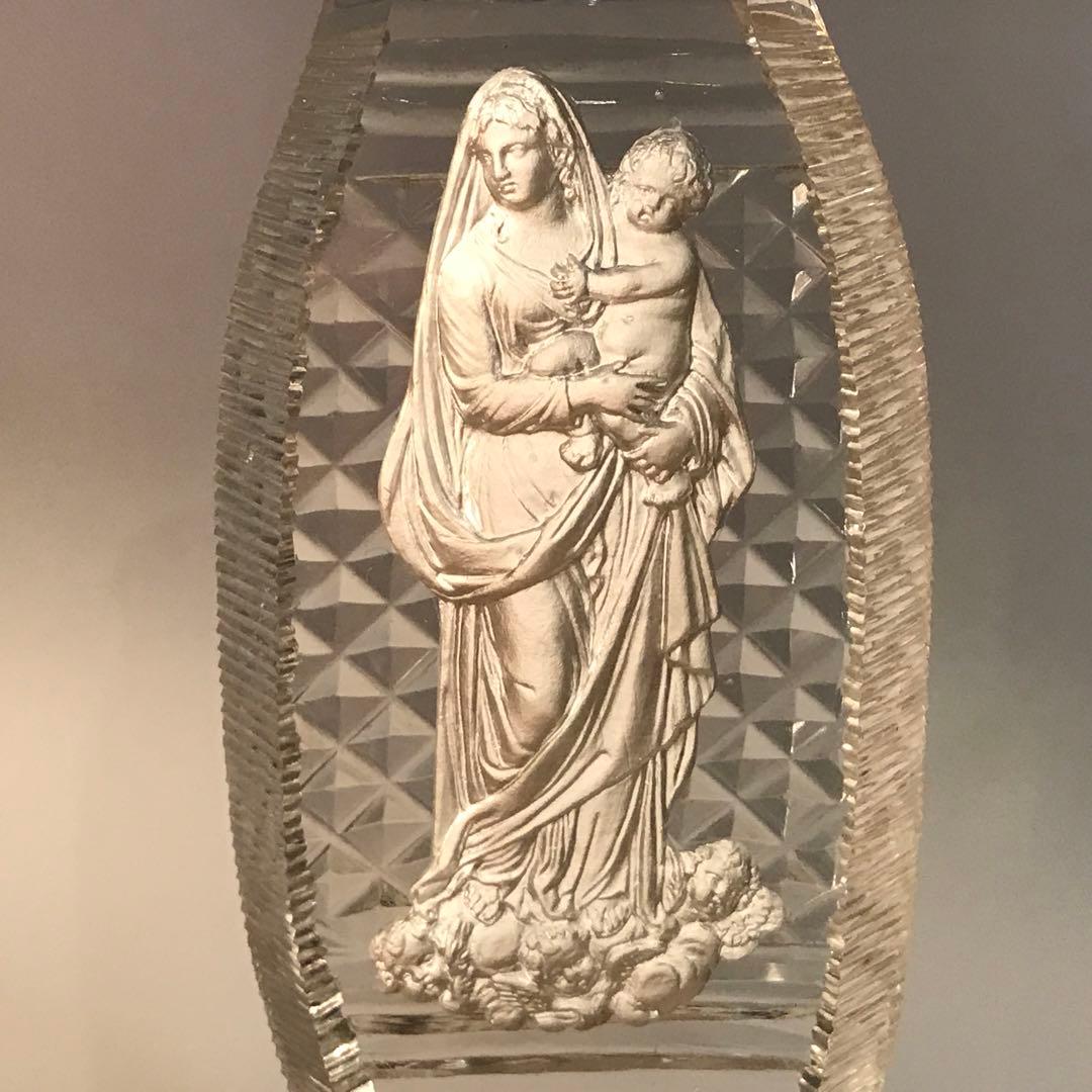 極希少とても古い聖母マリアとイエスの美しいオーナメント☆クリスタル