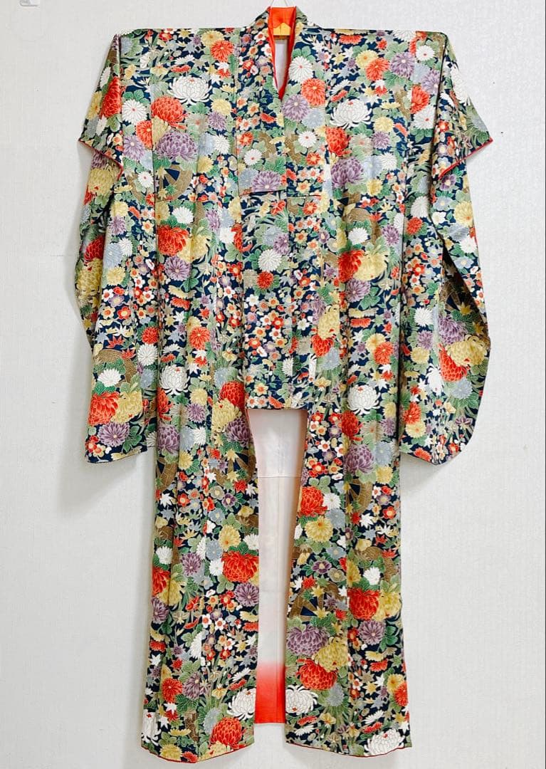 美品 三松 アンティーク 振袖 菊模様 正絹 袷 大正ロマン風 成人式 卒業式