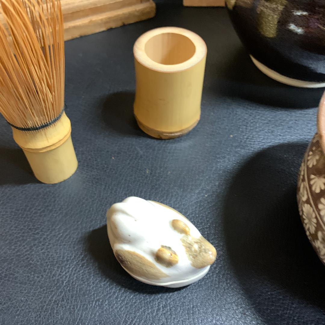 茶箱 短冊 茶道具セット 歴史 古物 棗 茶碗 水差し 茶杓 銘有
