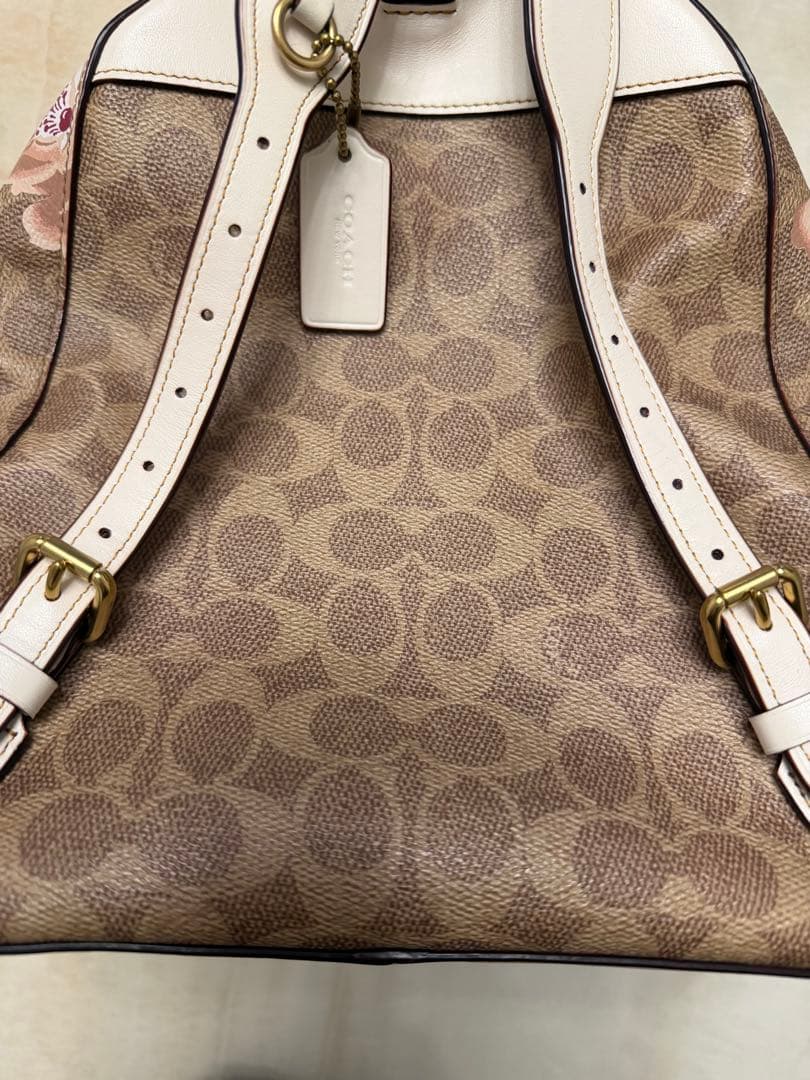 極美品COACH キャンパス バックパック 23 シグネチャー ローズプリント