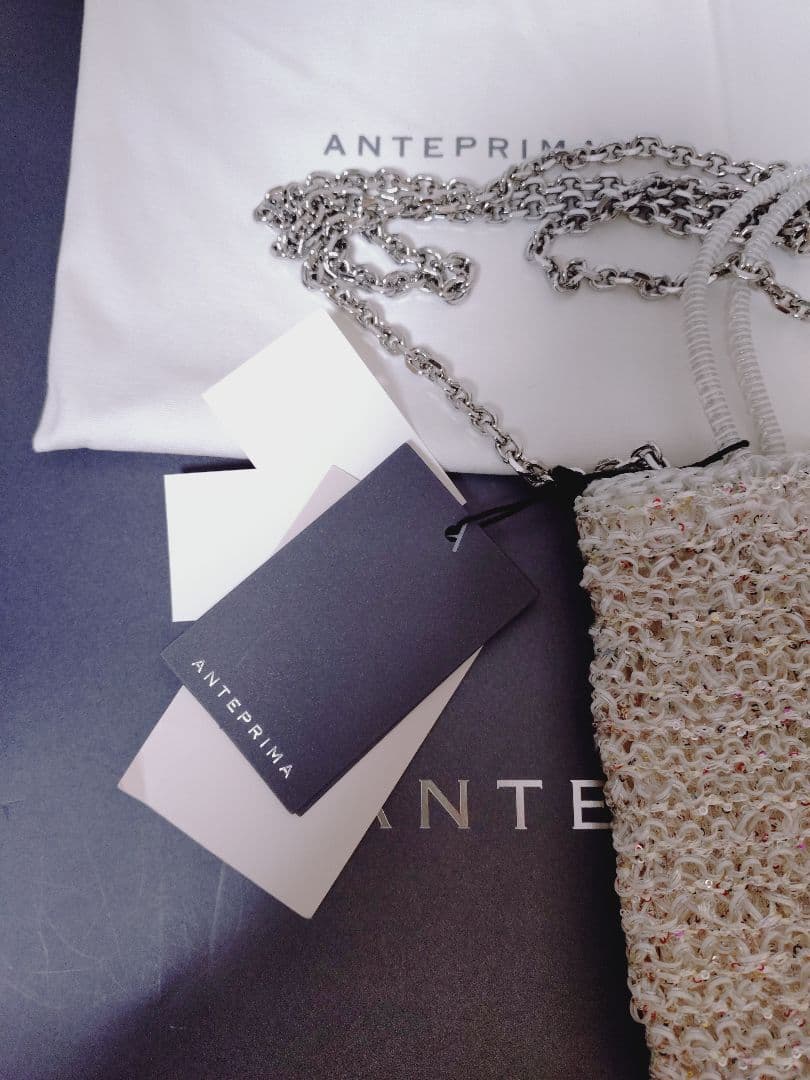 ☆未使用タグ付☆アンテプリマワイヤーグリッターIIスクエアスモールマルチホワイト