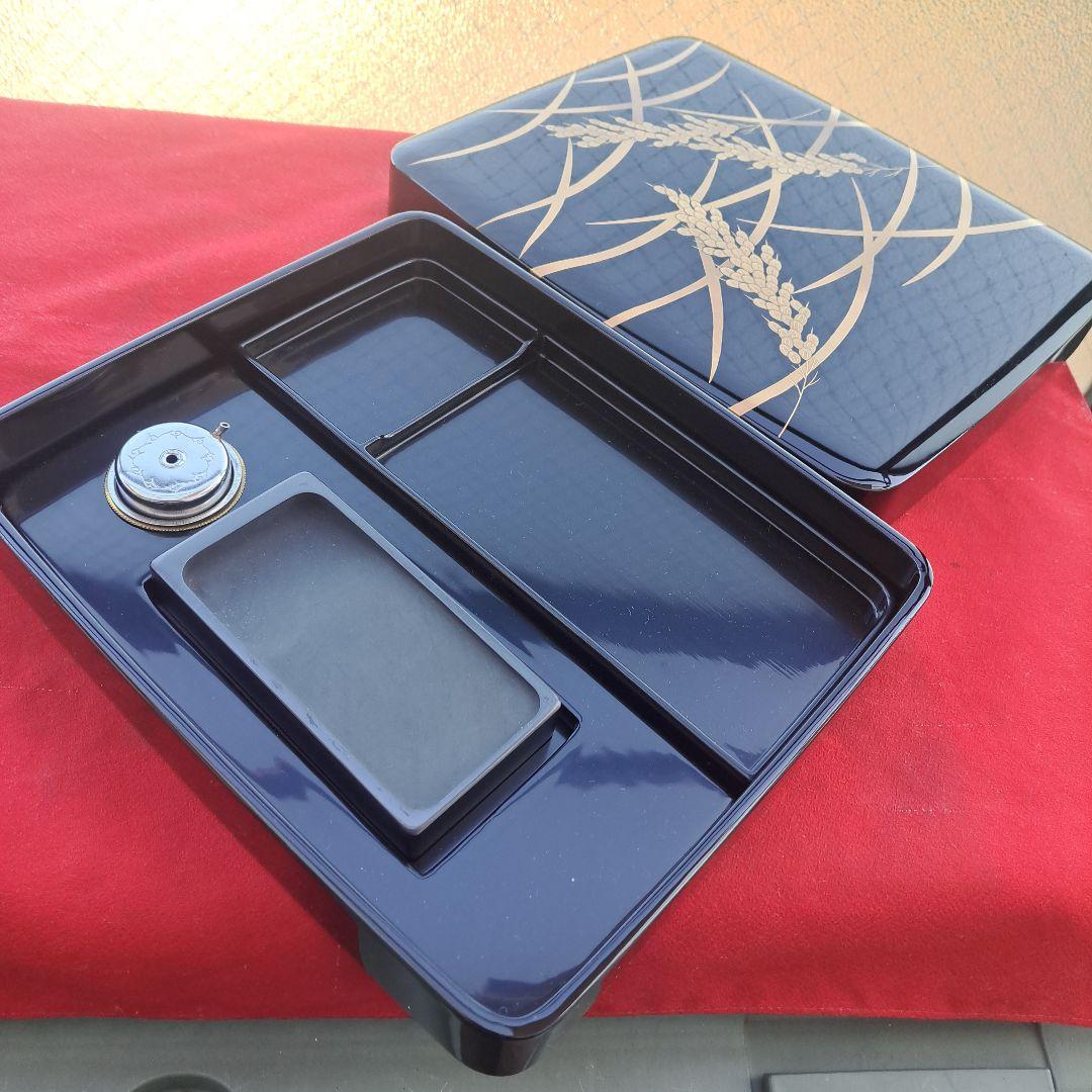 【輪島塗　硯箱セット】布着本堅地 硯、水滴　曽我路幸作　未使用品