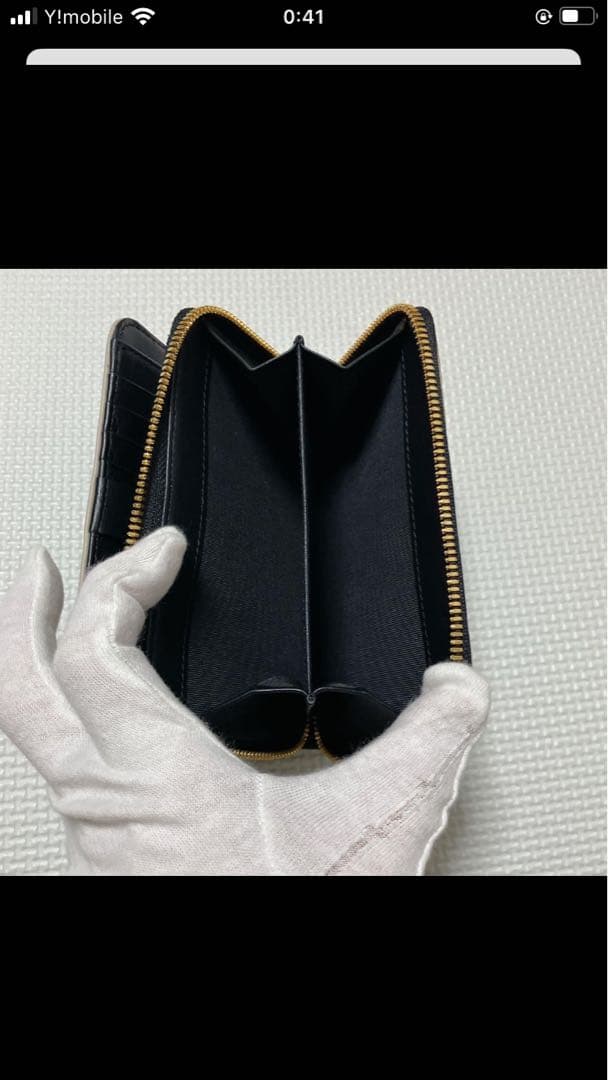 未使用agnes b. アニエスベー レザー二つ折り財布　ブラック×グレージュ