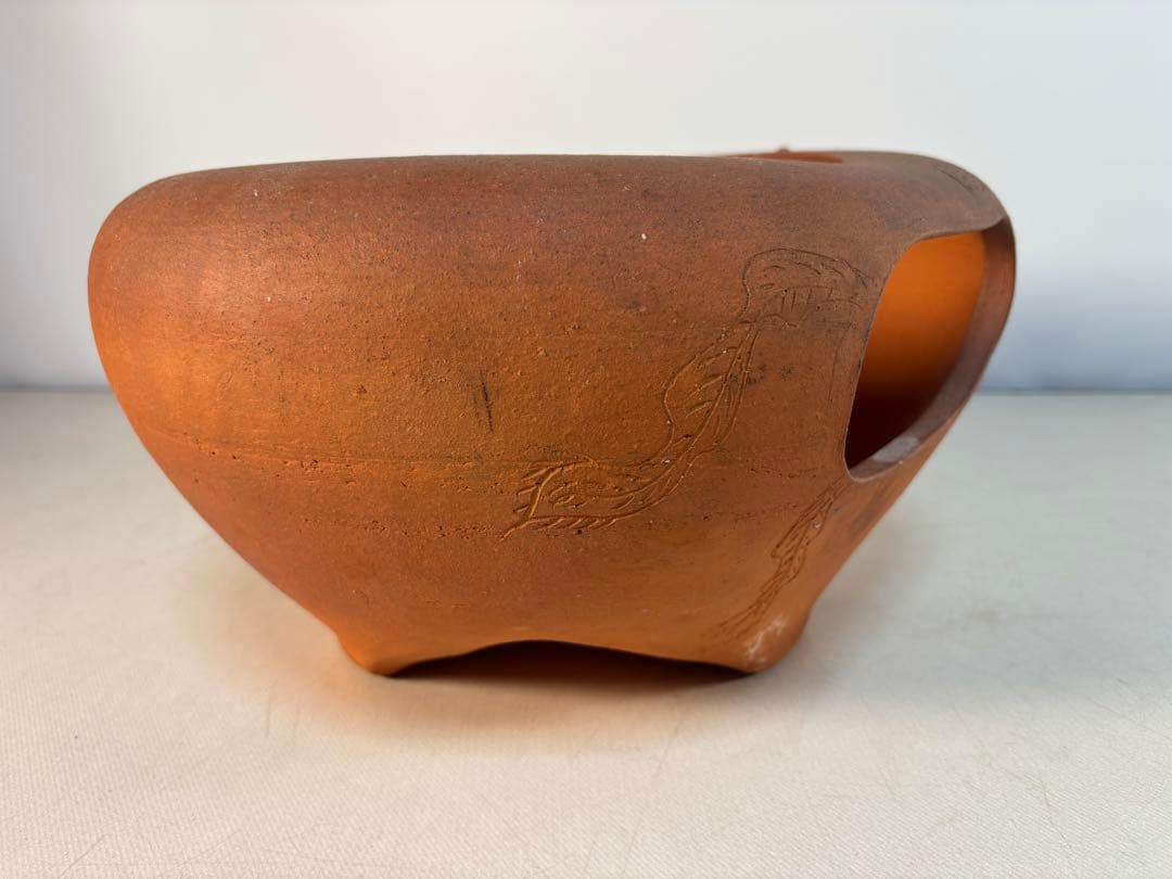 陶器製茶道具 鳳凰風炉 茶釜 敷板(皿)付き