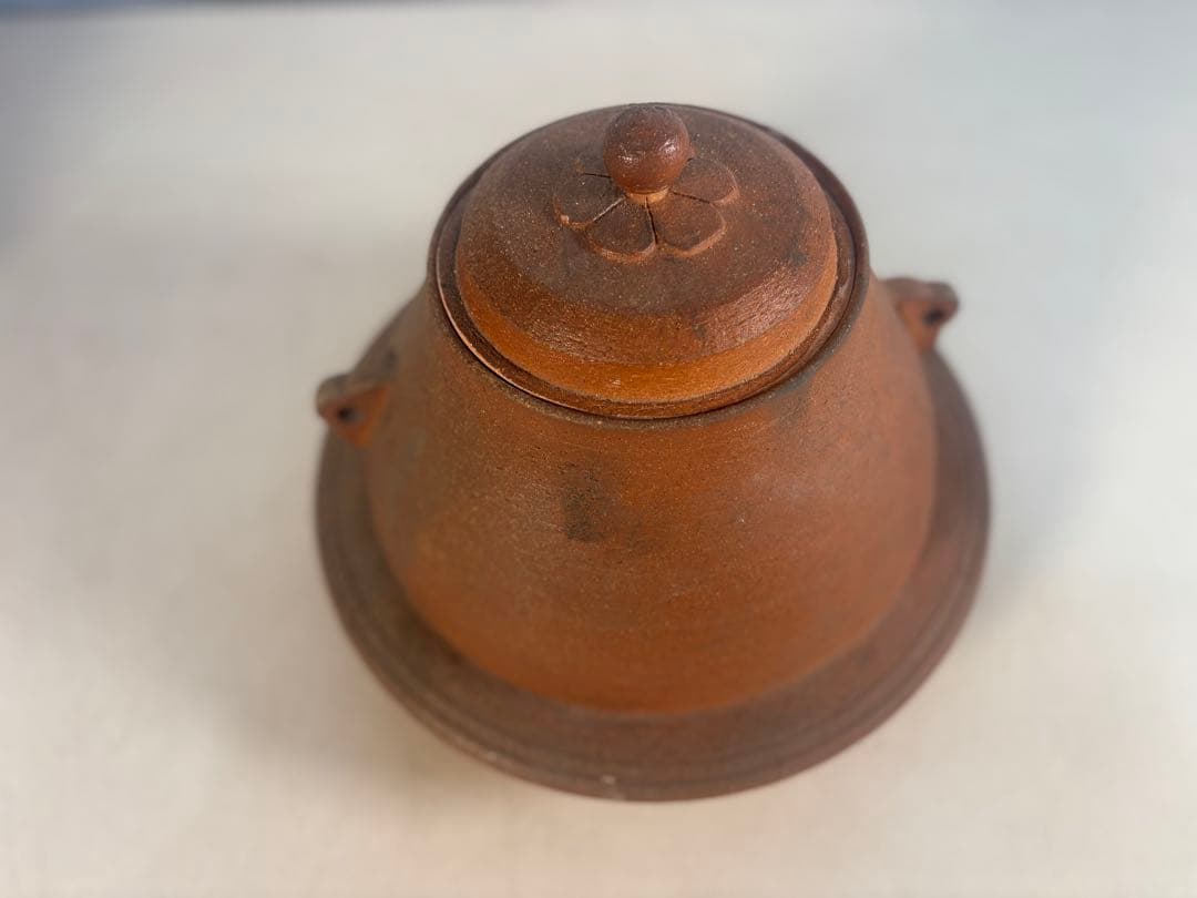 陶器製茶道具 鳳凰風炉 茶釜 敷板(皿)付き