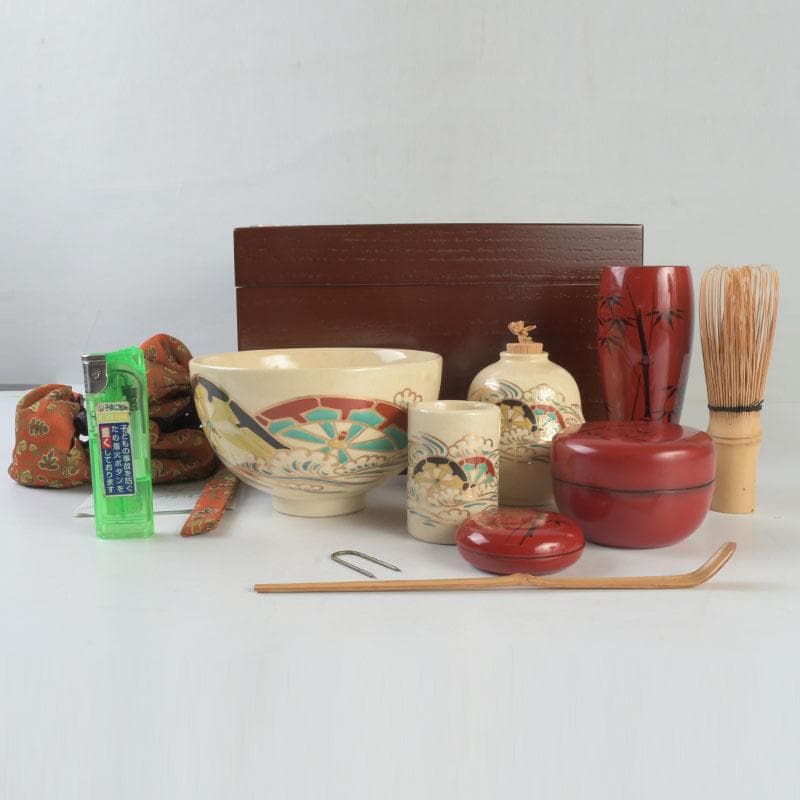 茶道具 利休茶箱 京焼 加藤昌山作 茶碗 振出など 八点一式