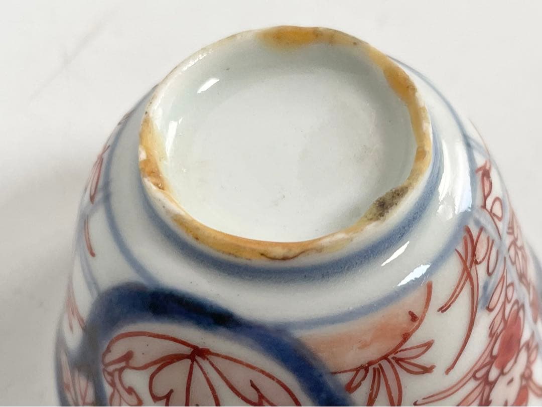 骨董　アンティーク　古伊万里　輸出伊万里　色絵　猪口　盃　酒器　カップ　輸出手