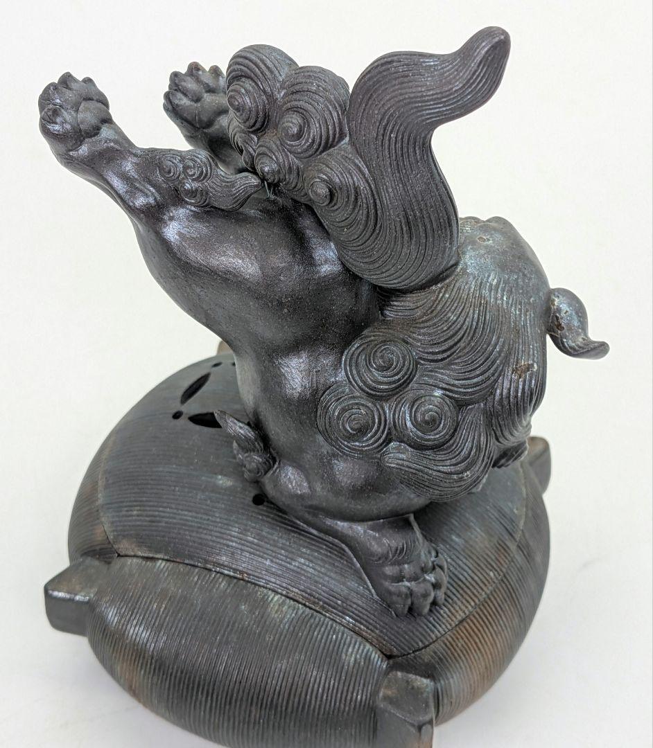 西村春湖 青備前糸巻獅子香炉 共箱合布 備前焼 抹茶道具 香道具 跳ね獅子 在銘