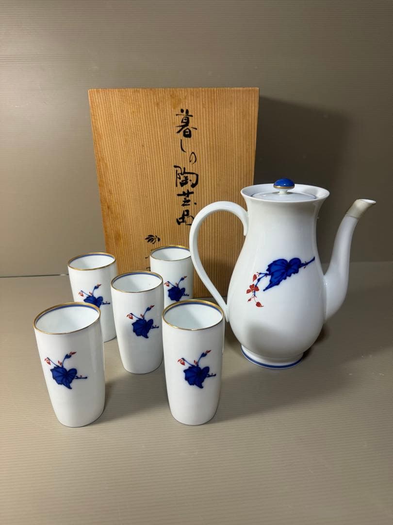 2370 香蘭社 オールド 1950年代 茶器セット ティーポット1客 湯呑5客