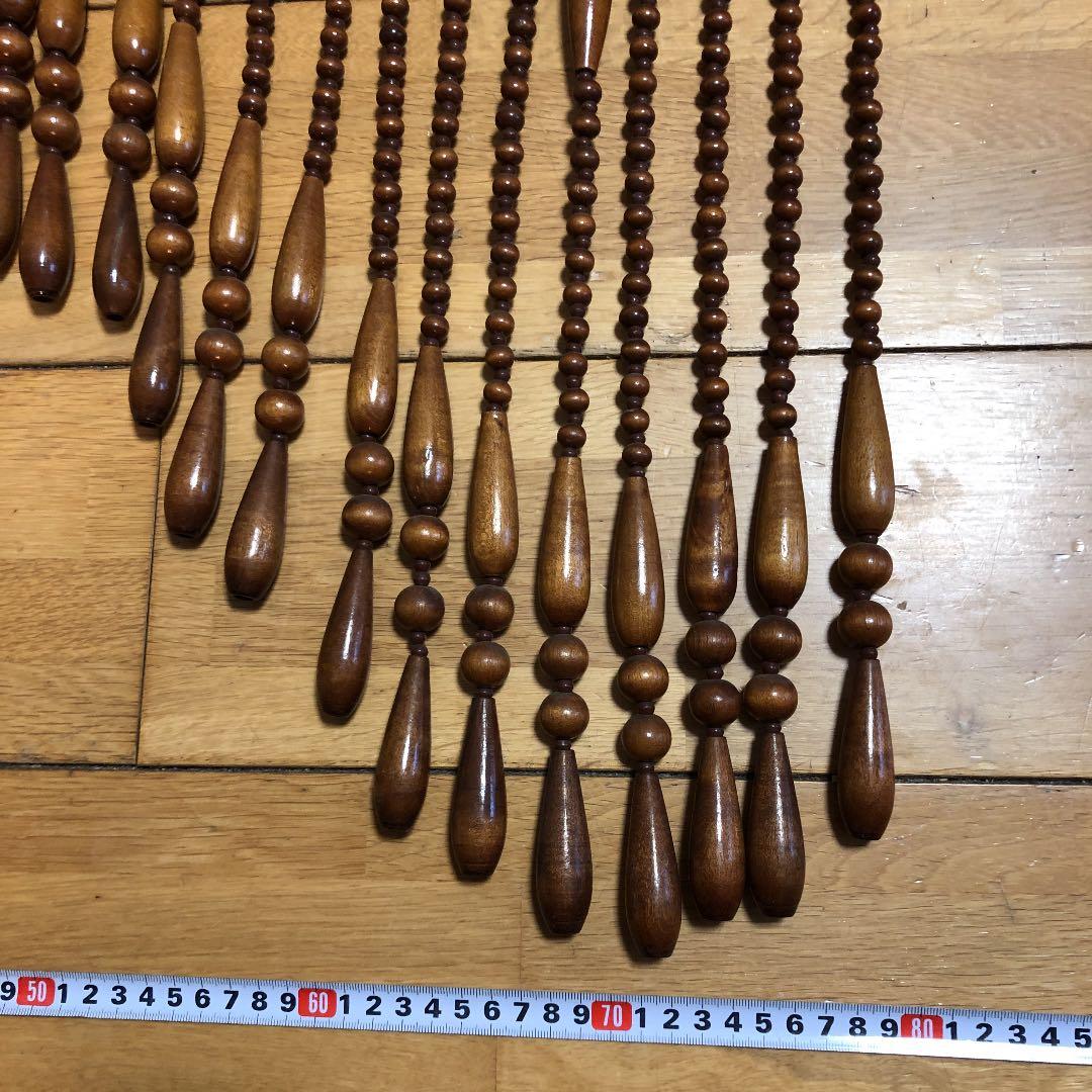 珠のれん 木玉暖簾 昭和レトロ 当時物 ロング丈 珠暖簾 たまのれん 木製