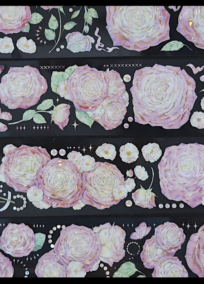 巻売 627☆ 海外 マスキングテープ マステ PET 花 装飾 薔薇 贝壳光