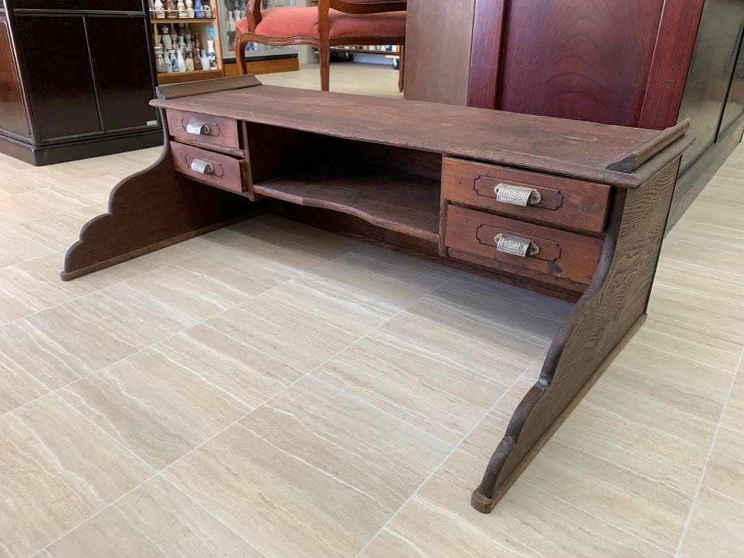 木製座卓 2引き出し付き　アンティーク学習机 楽天市場】クラシック デスク コンソール サイズオーダー 学習デスク