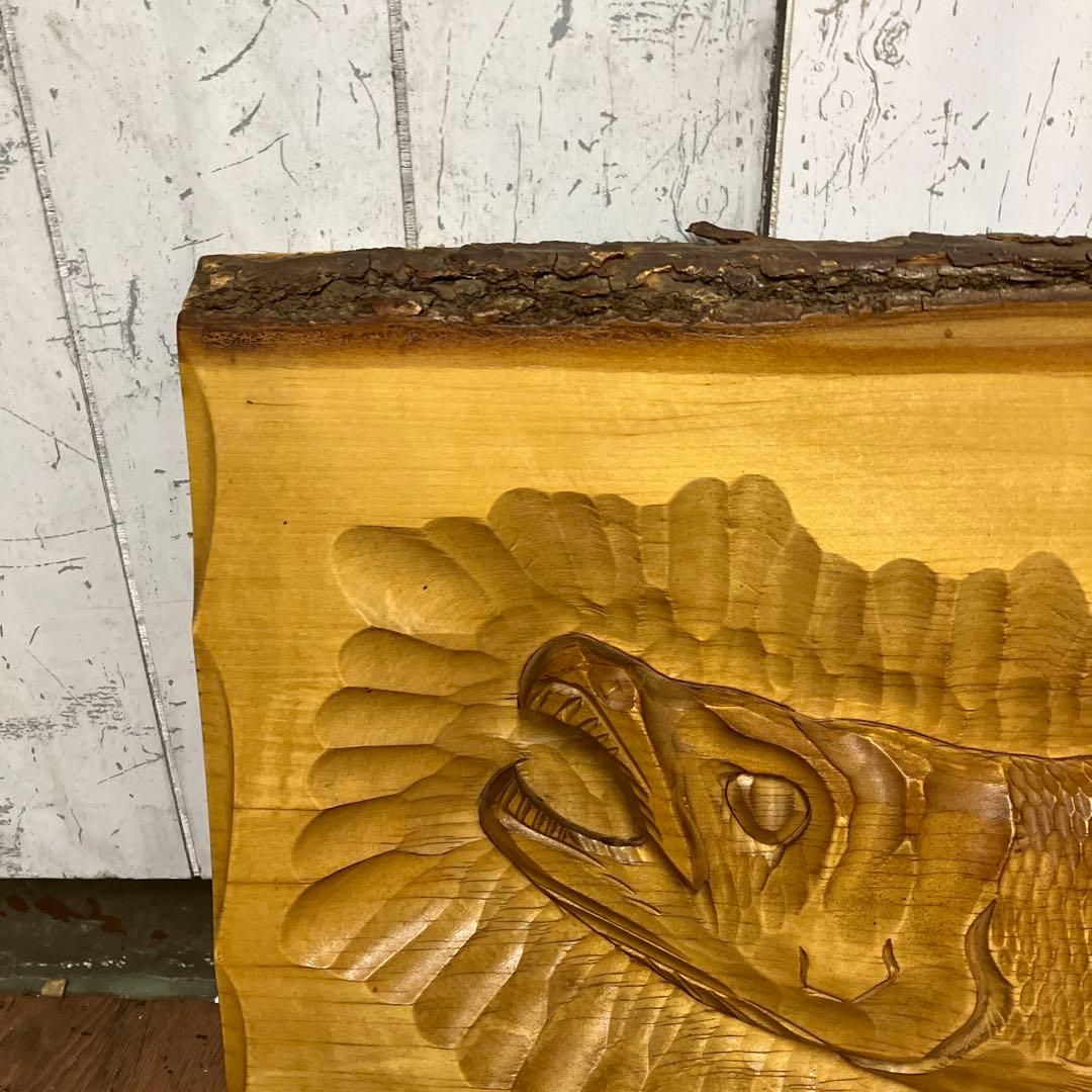 昭和レトロ 木彫り鮭 彫刻 アートレリーフ 壁掛け 一枚板 フィッシュ