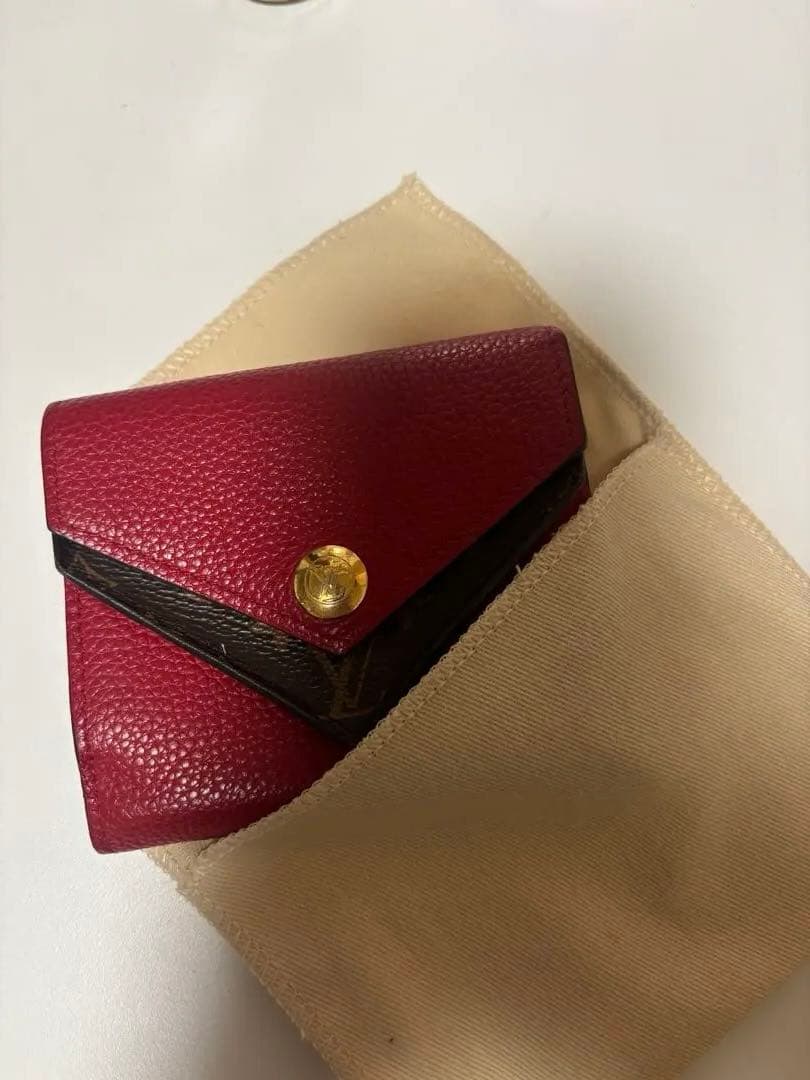 ルイヴィトン 三つ折り財布 モノグラム 赤 ポルトフォイユ ドゥブル