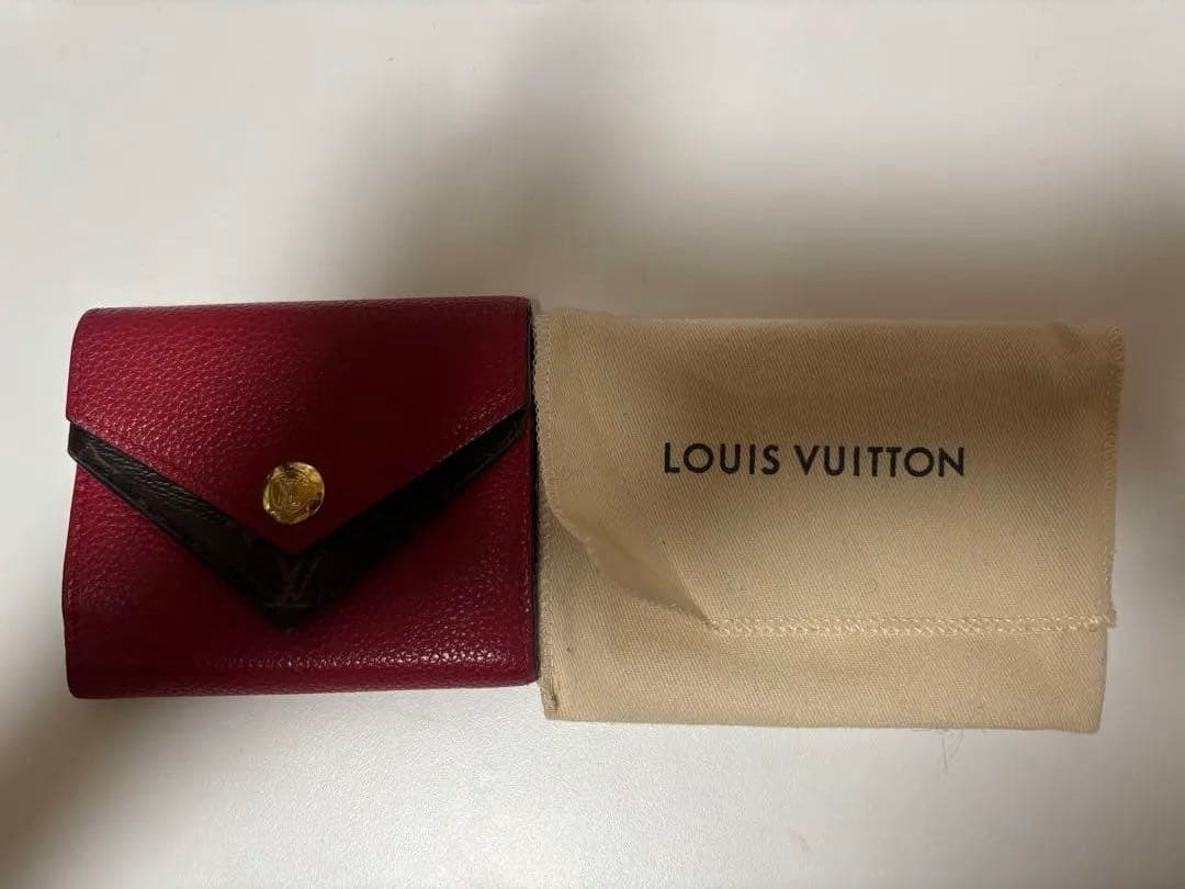 ルイヴィトン 三つ折り財布 モノグラム 赤 ポルトフォイユ ドゥブル