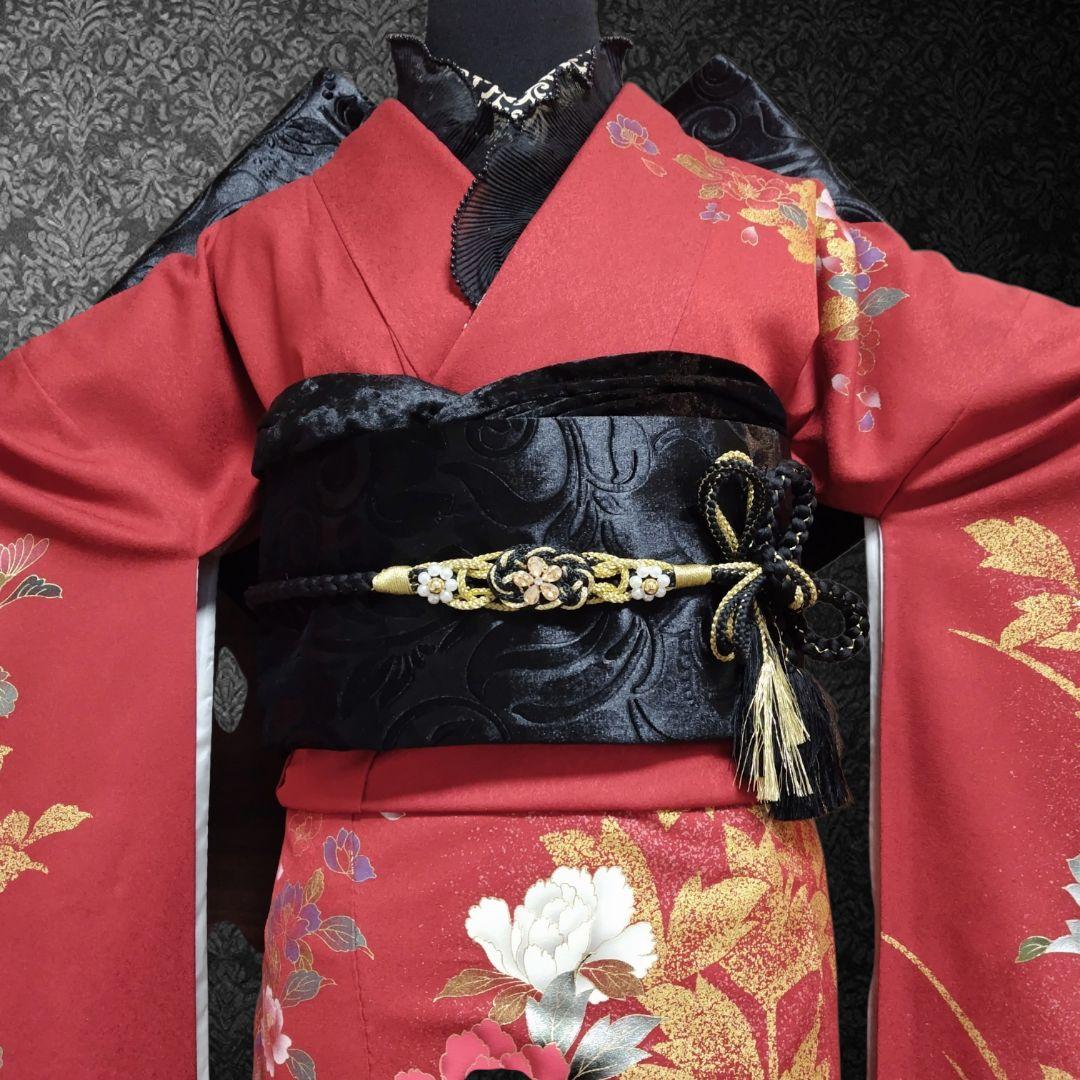 振袖フルセット(7点)・成人式・さがみ誂製・大輪牡丹・金銀彩加工