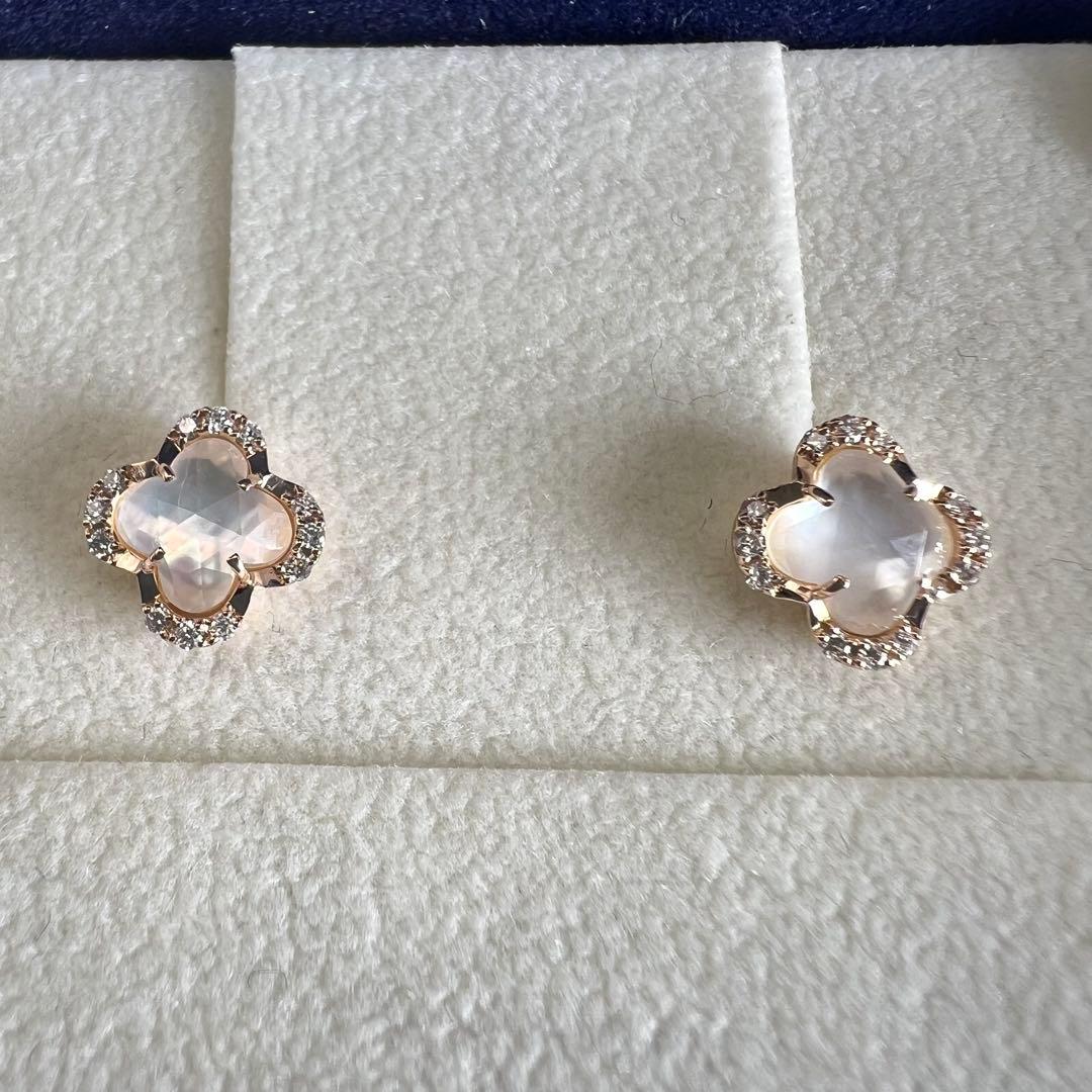 ヴァンドーム青山 ダイヤモンド 白チョウ貝 ピアス K18 ✳︎シェル