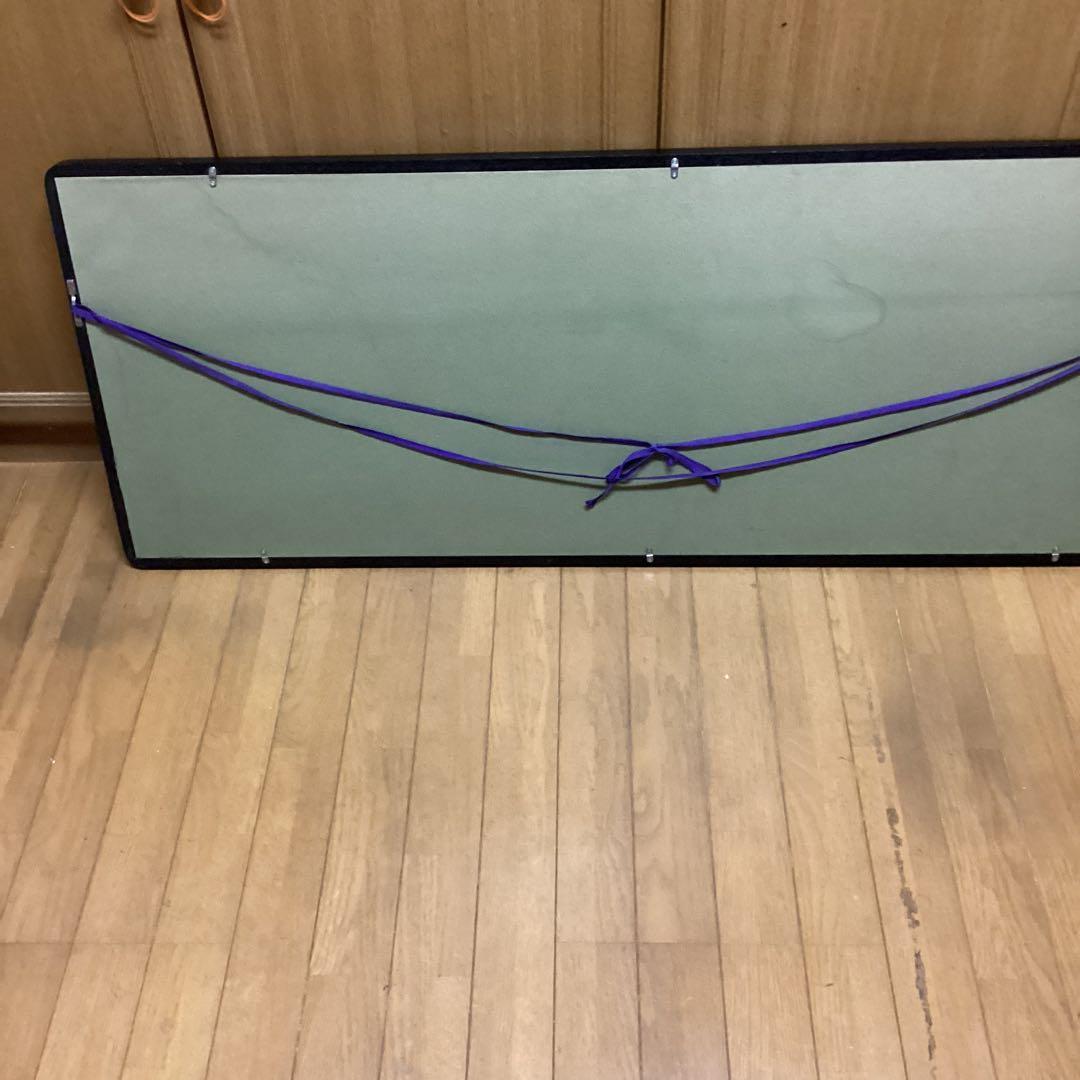 扁額　日本画　【　秀　園　筆　】　蓮の花図　木枠扁額仕立　47cmx123cm