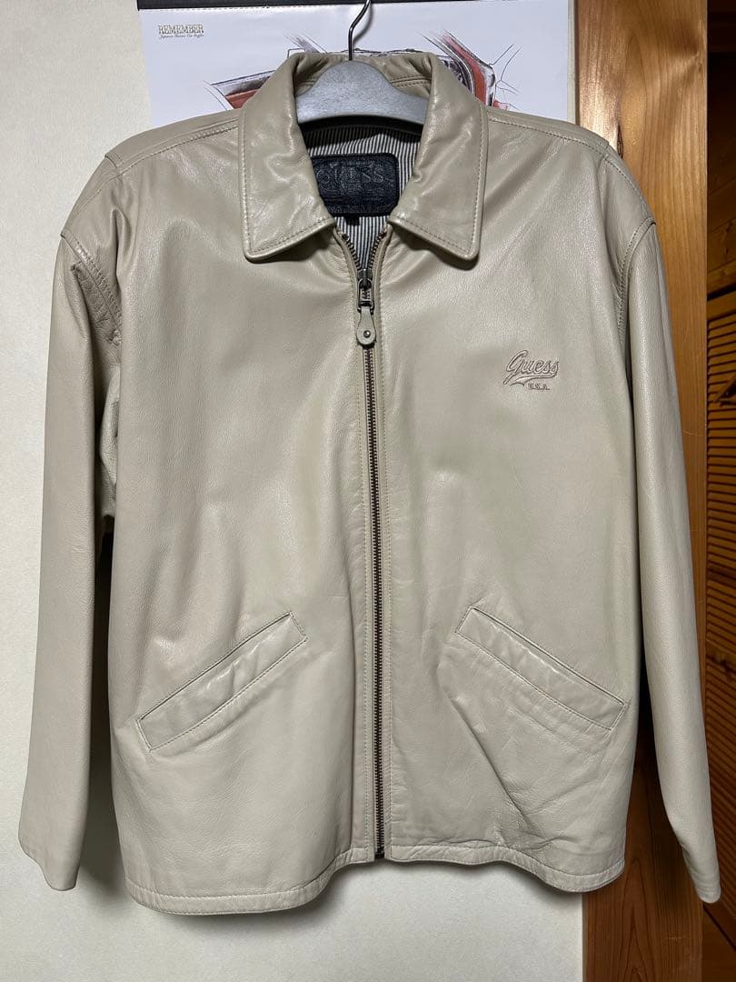 ゲス USA リアルレザー本革トラッカージャケットライダース M〜L