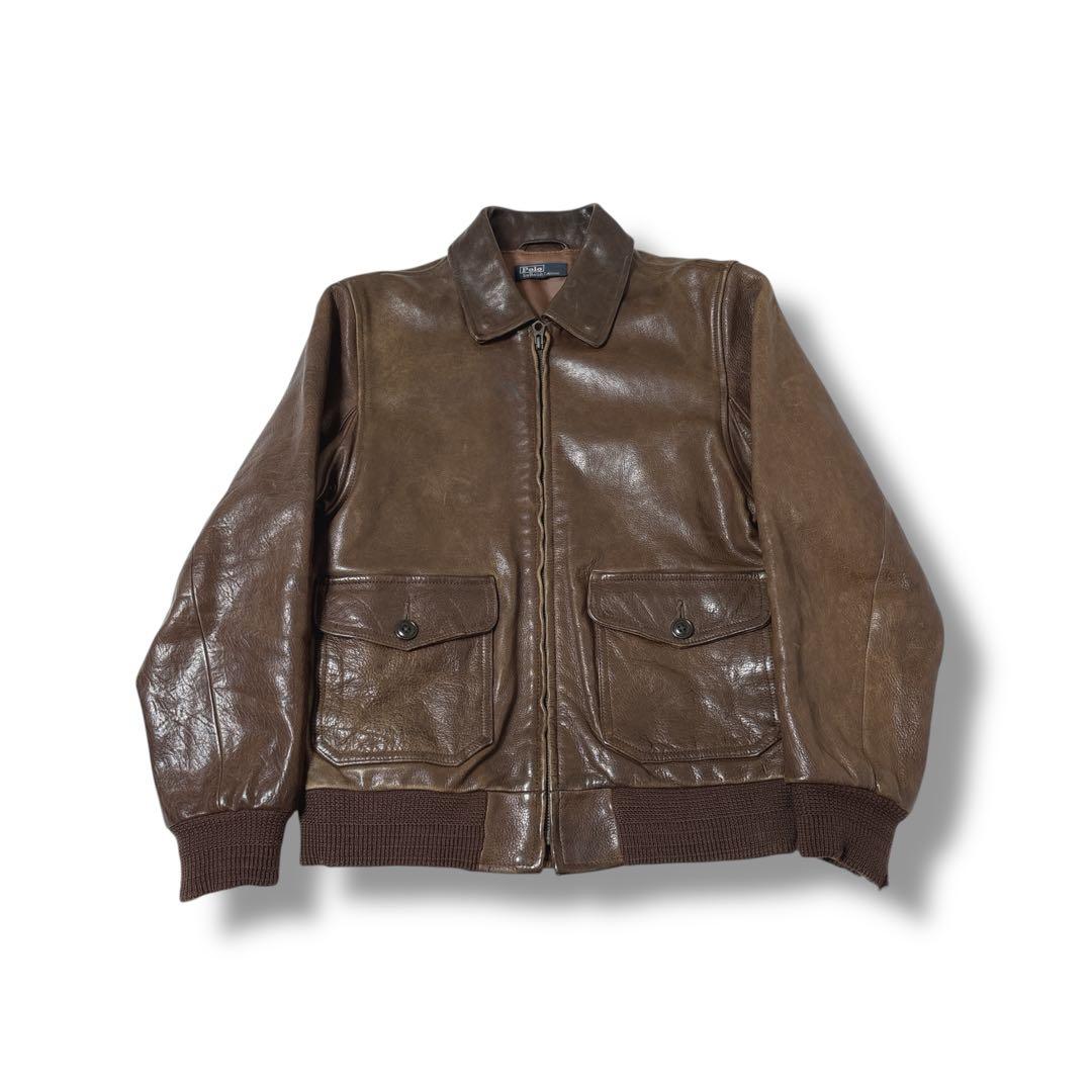 マ*ゆ様 90s ラルフローレン a2 フライトジャケット ブラウン 雰囲気抜群