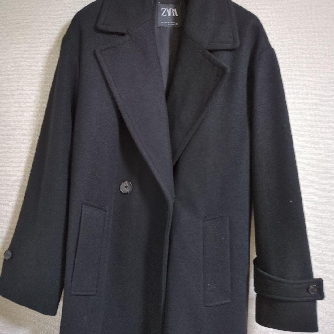 ザラ ロングコート ☆極美品☆ZARA ブラック ロングコート ウール