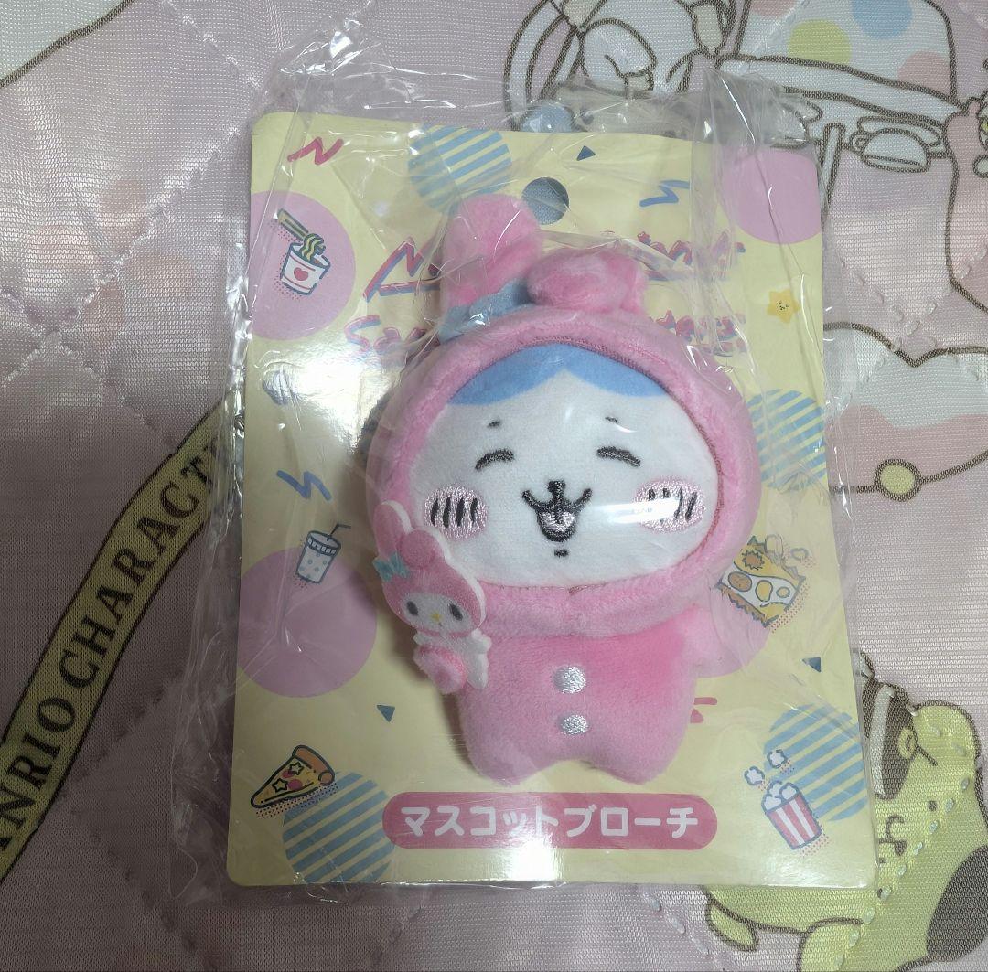 ちいかわサンリオコラボ ハチワレ マイメロディ マスコットブローチ