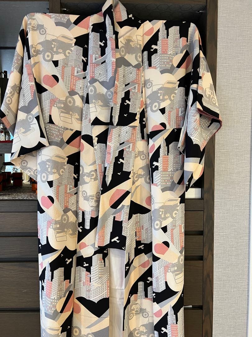 ふりふ 紫織庵コラボ 着物 「あいらぶニューヨーク」 正絹 大正友禅