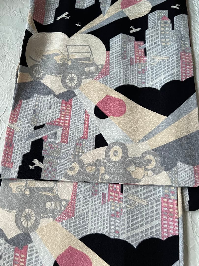 ふりふ 紫織庵コラボ 着物 「あいらぶニューヨーク」 正絹 大正友禅