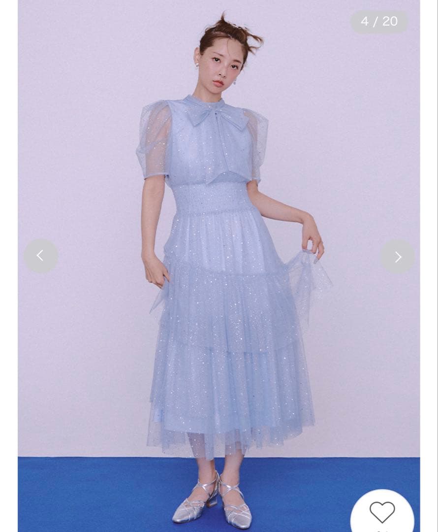 FUR FUR ハーフスリーブラメチュールドレス　ライトブルー　00