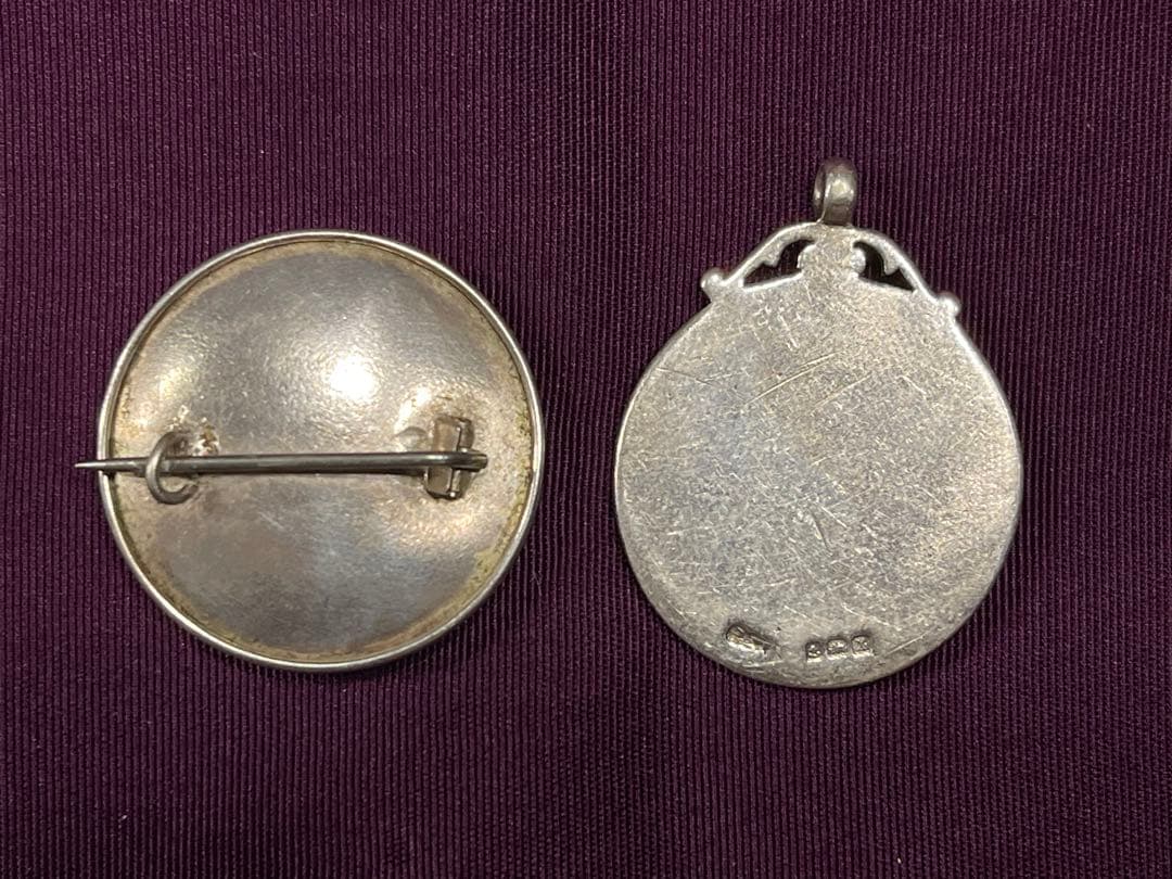 イギリスアンティーク スポーツ シルバー メダル & ブローチ STERLING