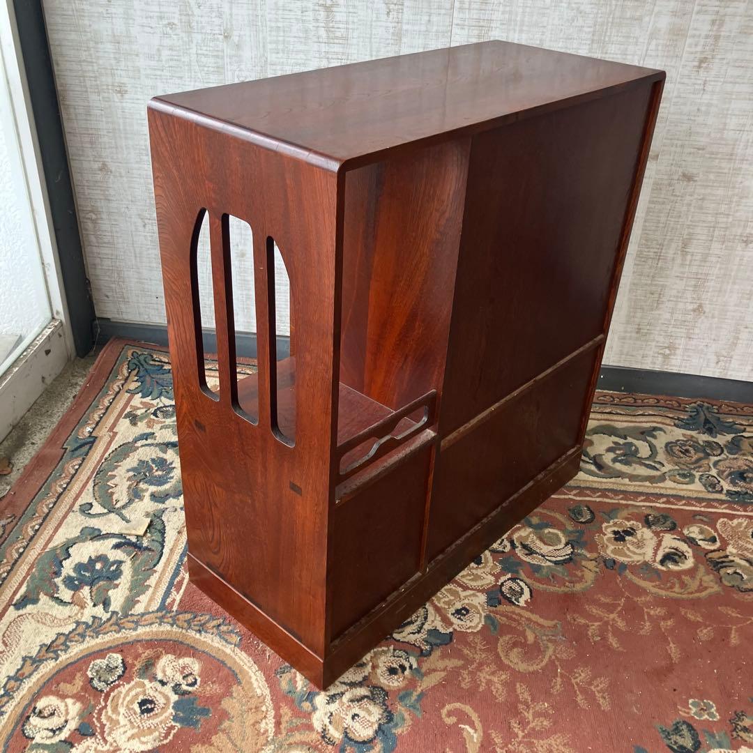 昭和レトロ 無垢材 茶箪笥 茶棚 ガラス戸 サイドボード 古家具 古民家