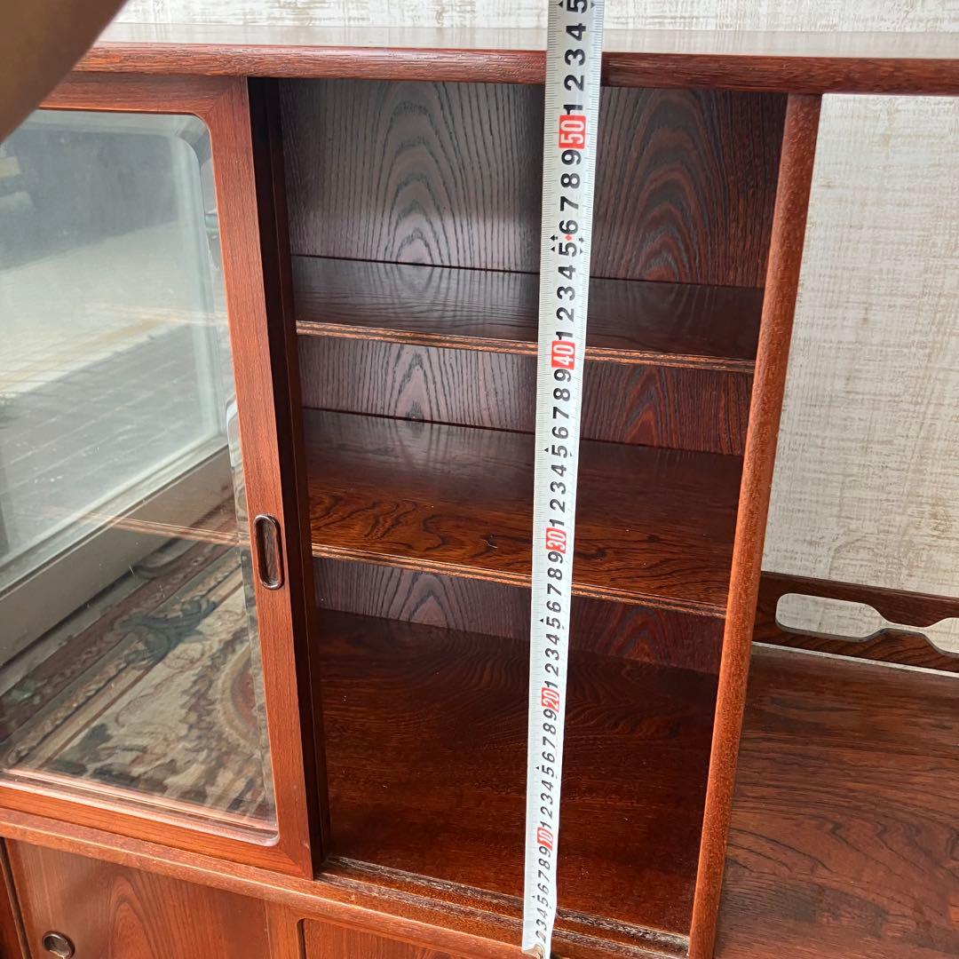 昭和レトロ 無垢材 茶箪笥 茶棚 ガラス戸 サイドボード 古家具 古民家