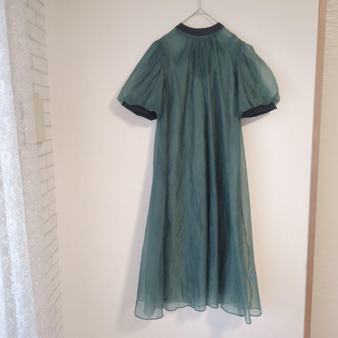 美品 niana ニアナ Aラインオーガンジーレースレイヤードドレス M 妊婦