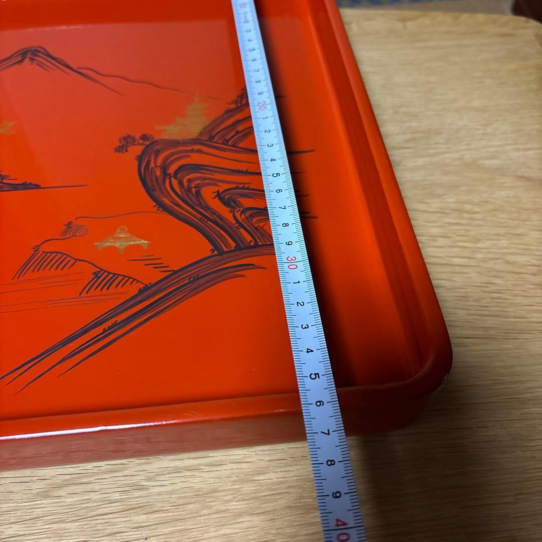 お値下げ中！会席盆 10枚組石山為七作 洗朱 角布塗り(別出品でお椀あります)