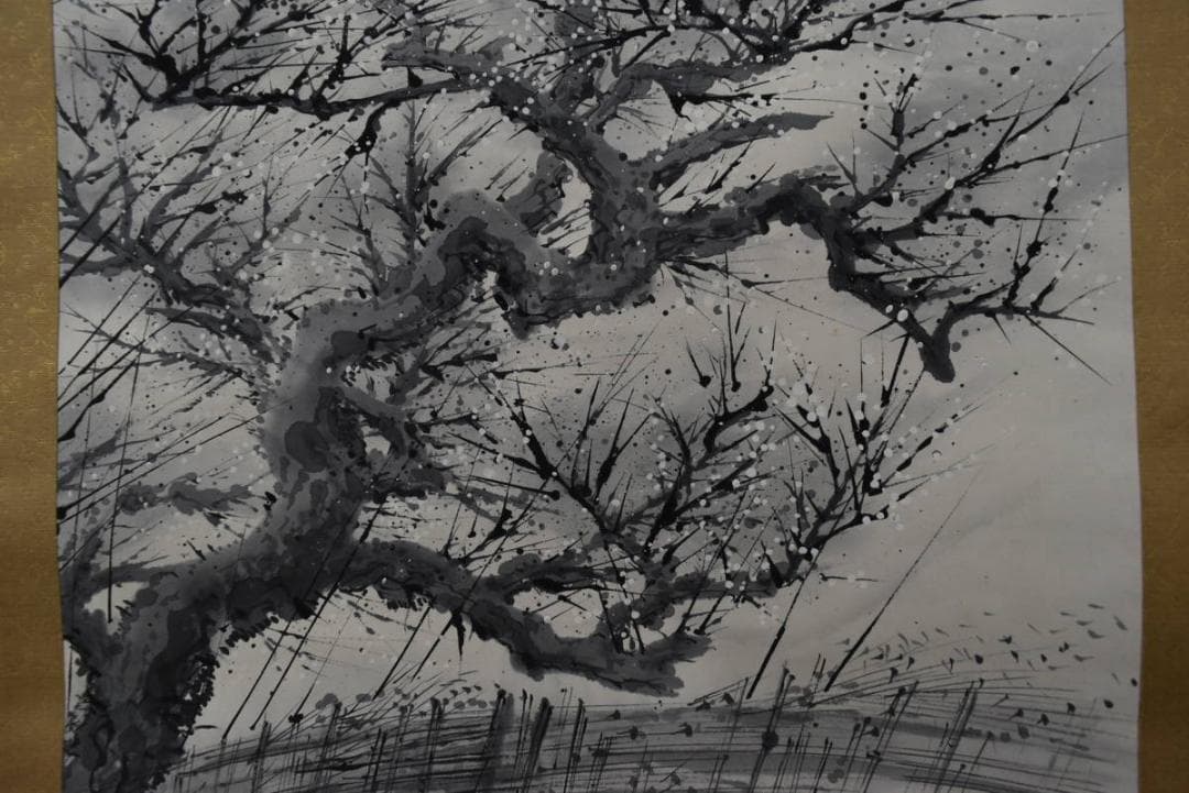 【真作】広本進/春日/梅花小禽図/早春図/掛軸/名家伝来/AA-142