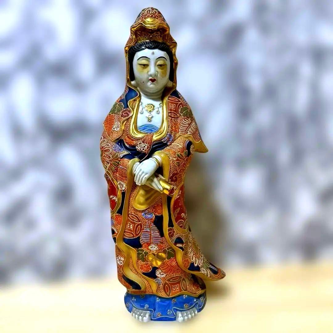 九谷焼 観音菩薩 金彩 骨董品 美術置物 仏像 期間限定値引き - メルカリ
