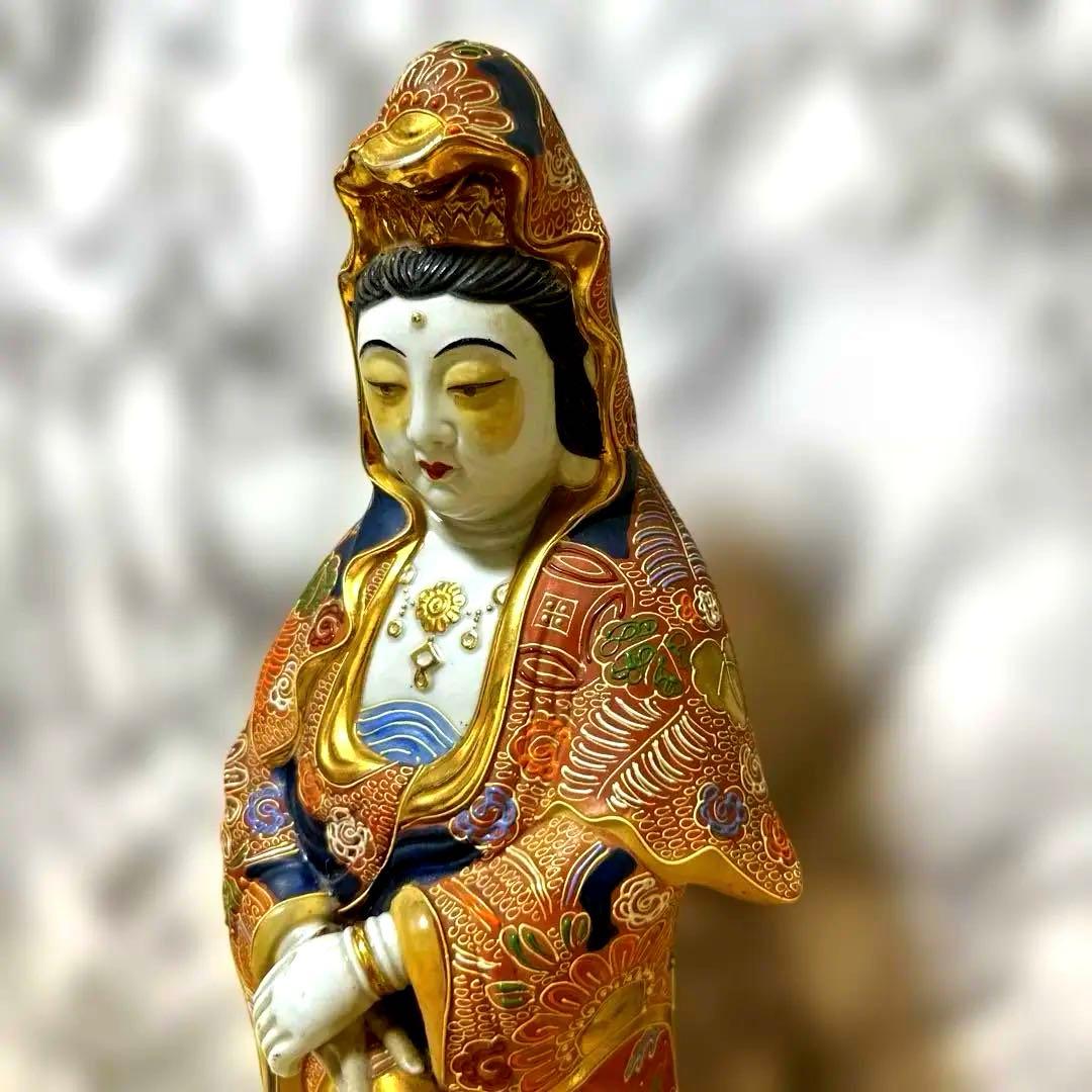 九谷焼 観音菩薩 金彩 骨董品 美術置物 仏像 期間限定値引き - メルカリ