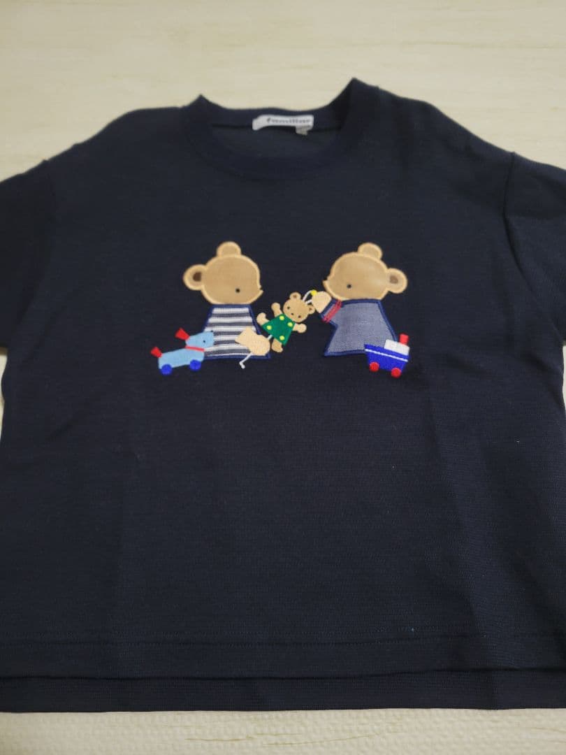 ファミリア　familiar　トレーナー　現行　100 刺繍　紺色