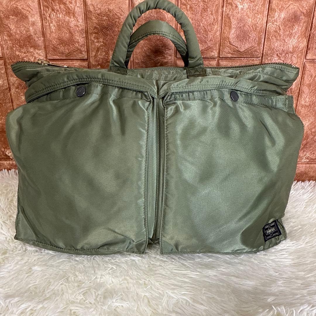 【美品】 ポーター タンカー ブリーフケース L セージグリーン 希少 廃盤品