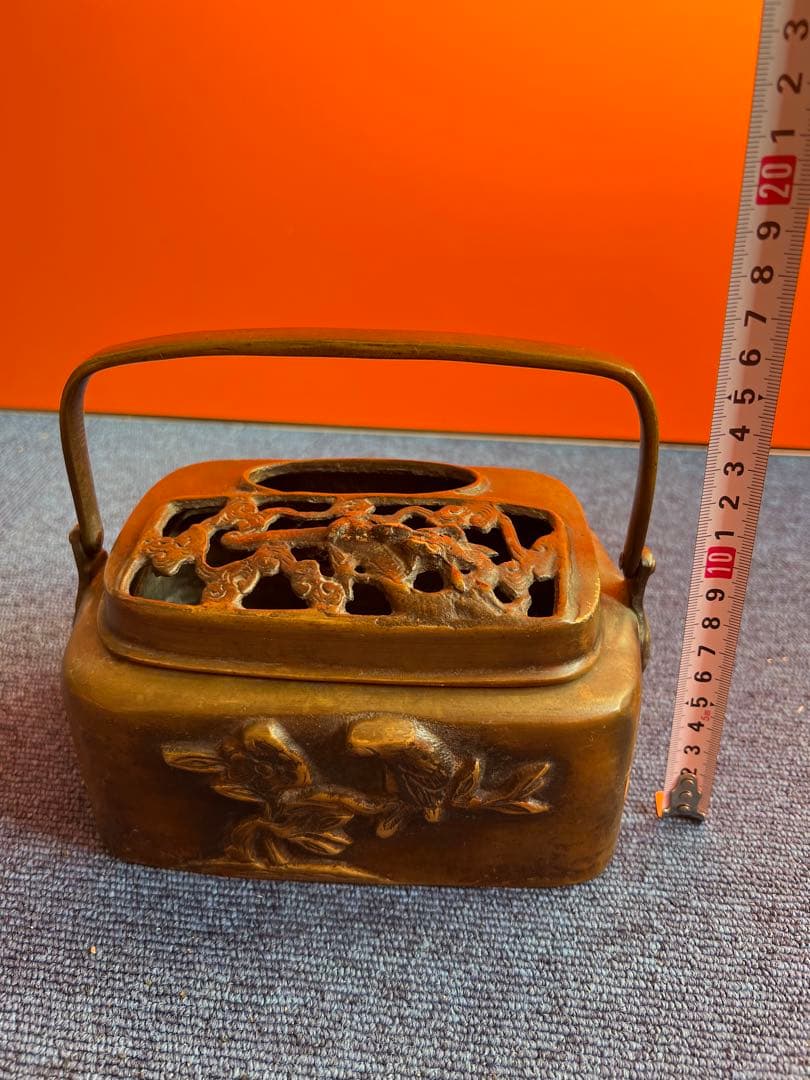 1033 中国骨董　大明宣徳年製銘　銅製　手炉　香炉　時代物