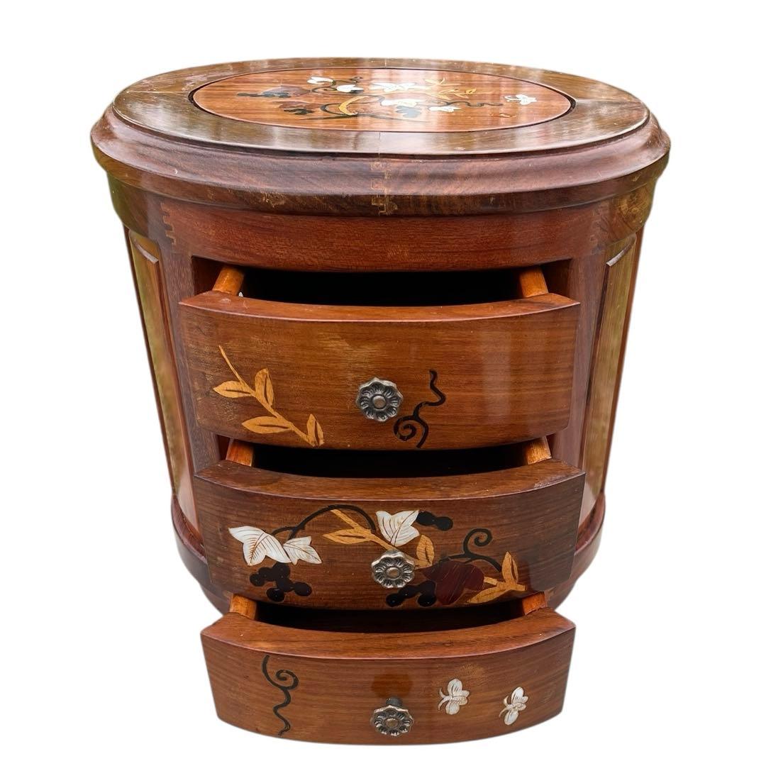 ミニ箪笥 引出三段 象嵌細工 花梨 天然木