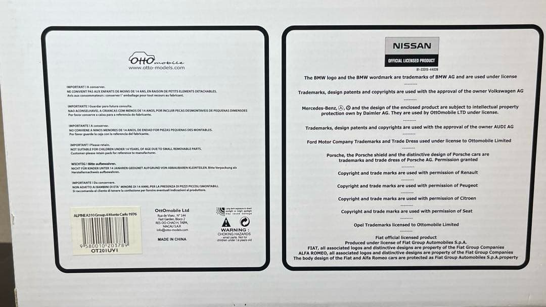 ミニカー 1/18 オットモビル アルピーヌ A310 グループ4 モンテカルロ