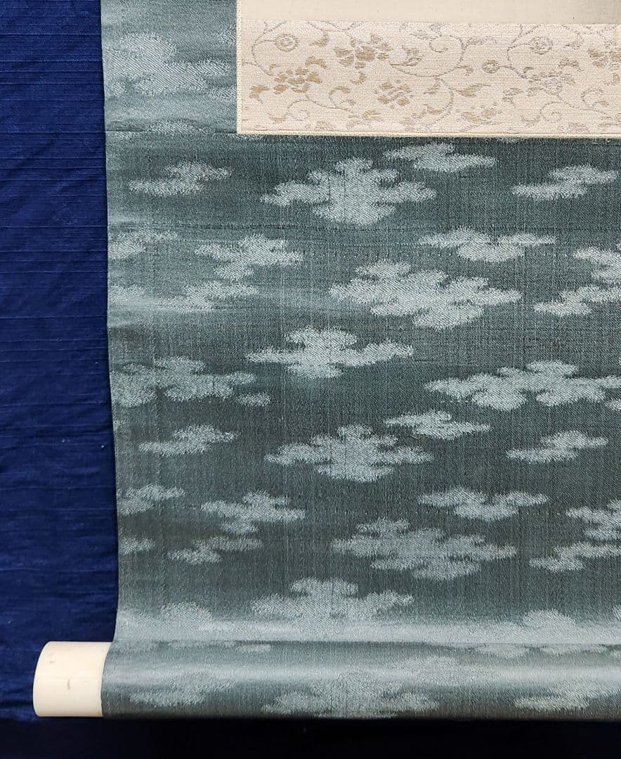 春宵(清水寺の桜景色図)】岸田直穂 2646 掛け軸 京都の春景 共箱 肉筆