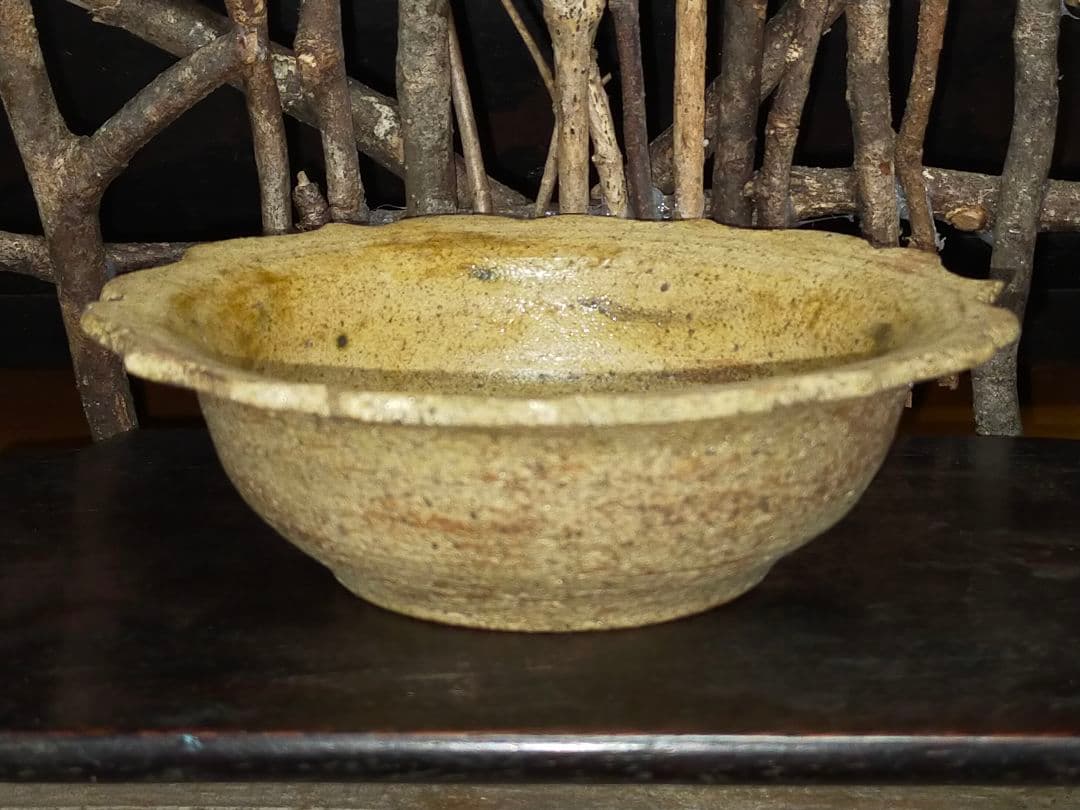 ♥時代 黄瀬戸 鉢 木箱付き 美濃焼 骨董 古玩