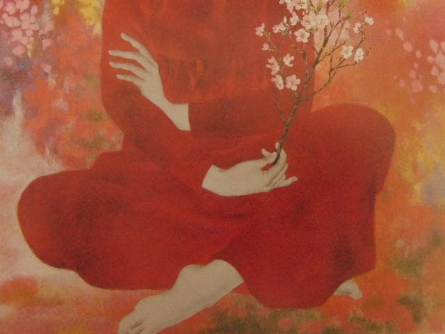 山下保子、【春の気】、希少な額装用画集より、新品額装付