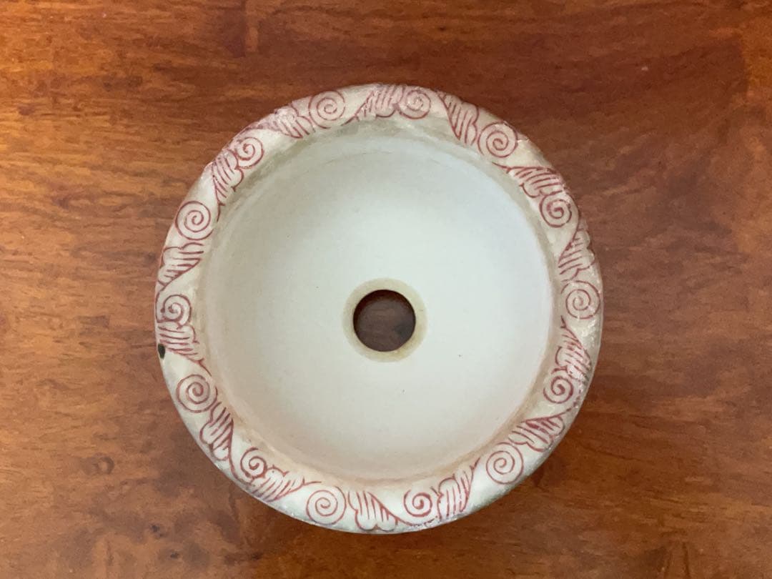 九谷雄岳　希少　赤絵山水図　九谷焼　ミニ盆栽鉢　盆栽鉢　盆栽小鉢　鉢　盆栽