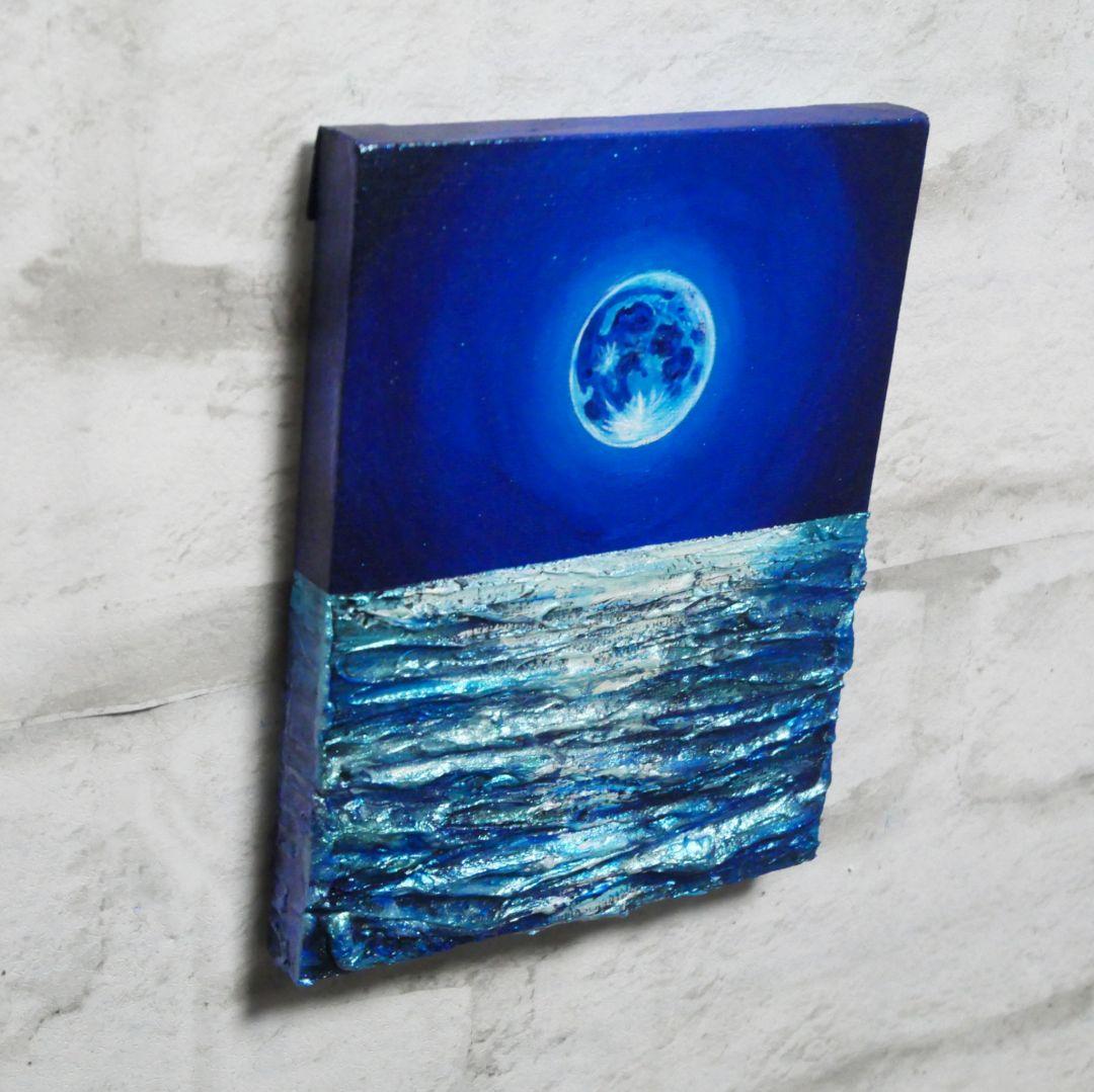 油絵 油彩 油彩画 絵 絵画【青い満月】F0号
